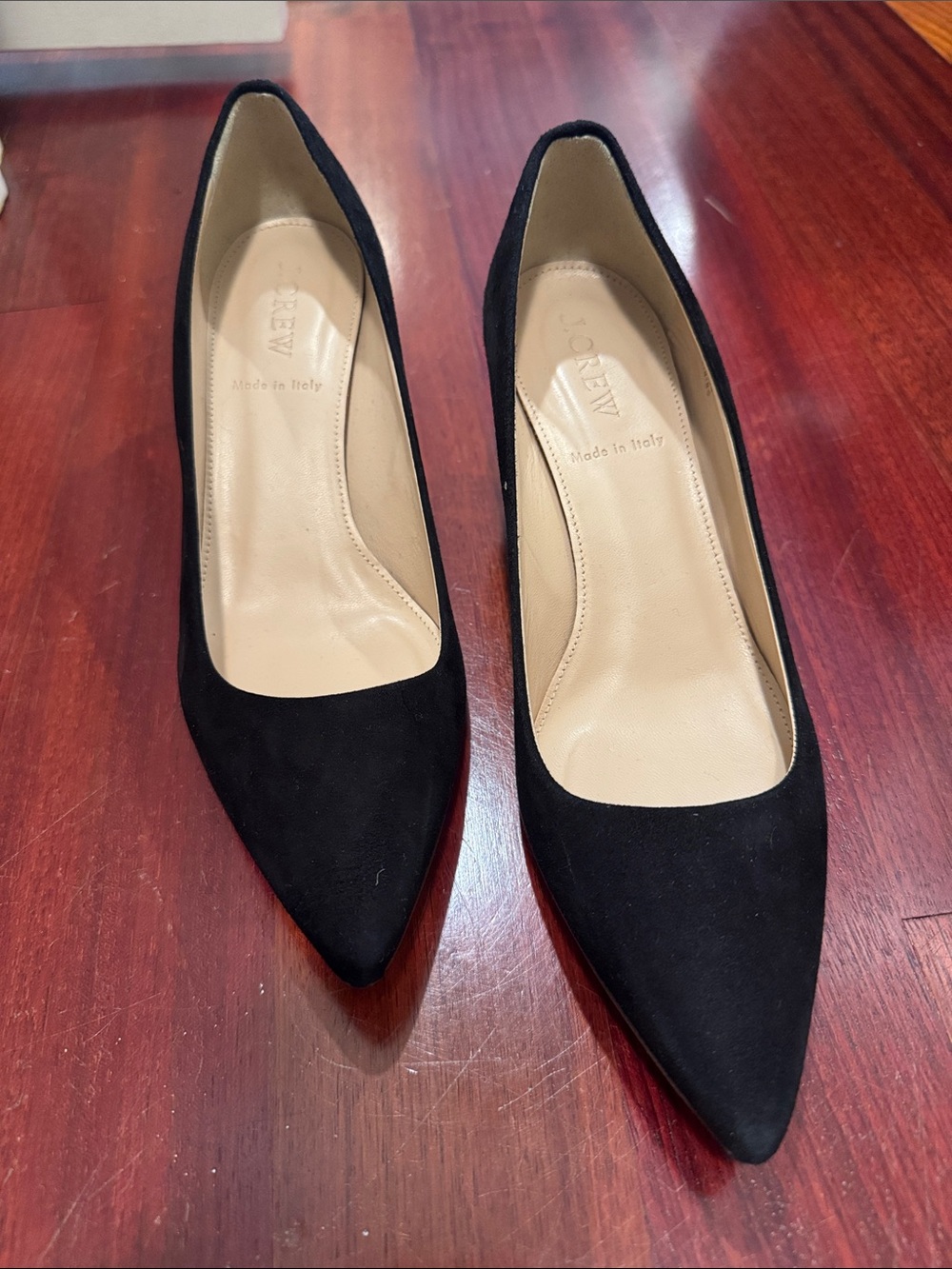 J. Crew Black Suede Pointed Toe kitten heel dress shoes size 6